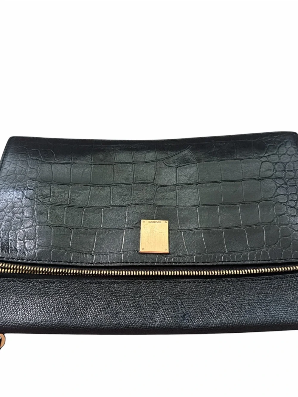 Couronne Leather Clutch with Gold Hardware